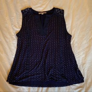 LOFT Navy Patterned Sleeveless Blouse